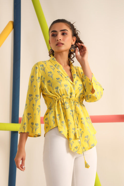 Daffodil Yellow Silk Top