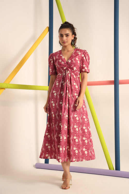 Ruby Front knot Cotton Midi Dress