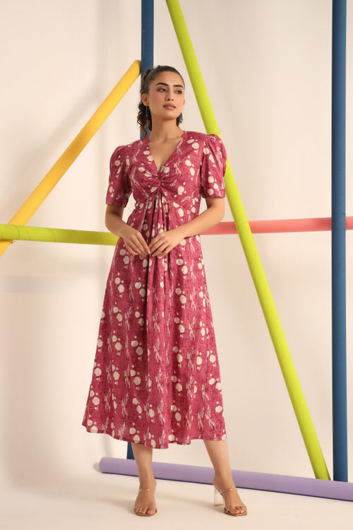 Ruby Front knot Cotton Midi Dress