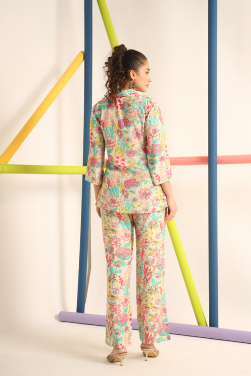 Floral canopies on Muslin Silk Co-ord Set