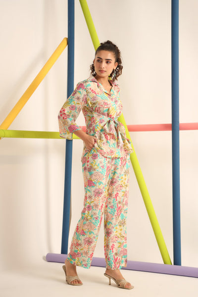 Floral canopies on Muslin Silk Co-ord Set