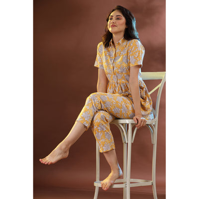 Floral Mosaic on Yellow Loungewear Set