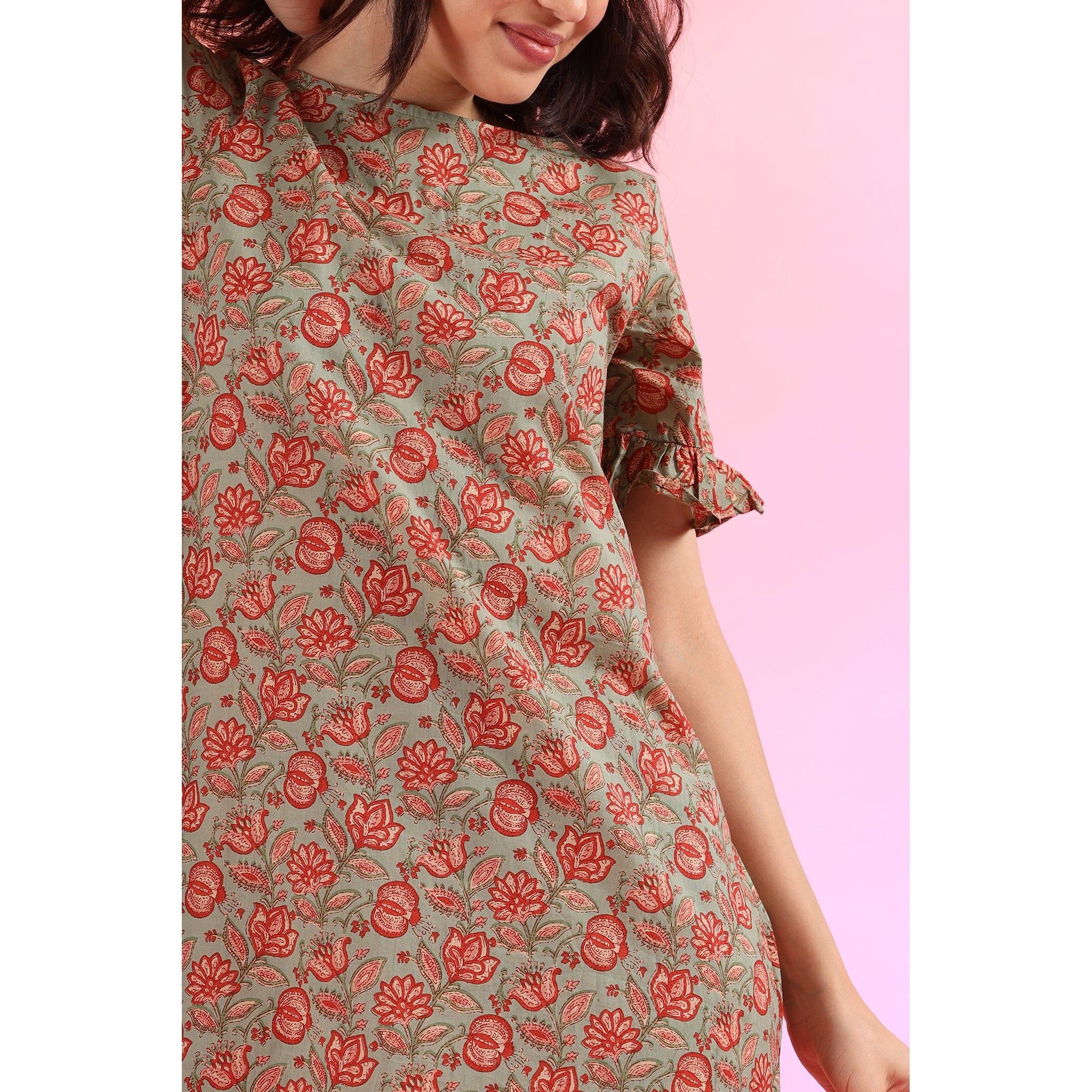 Floral Mosaic on T-shirt Dress