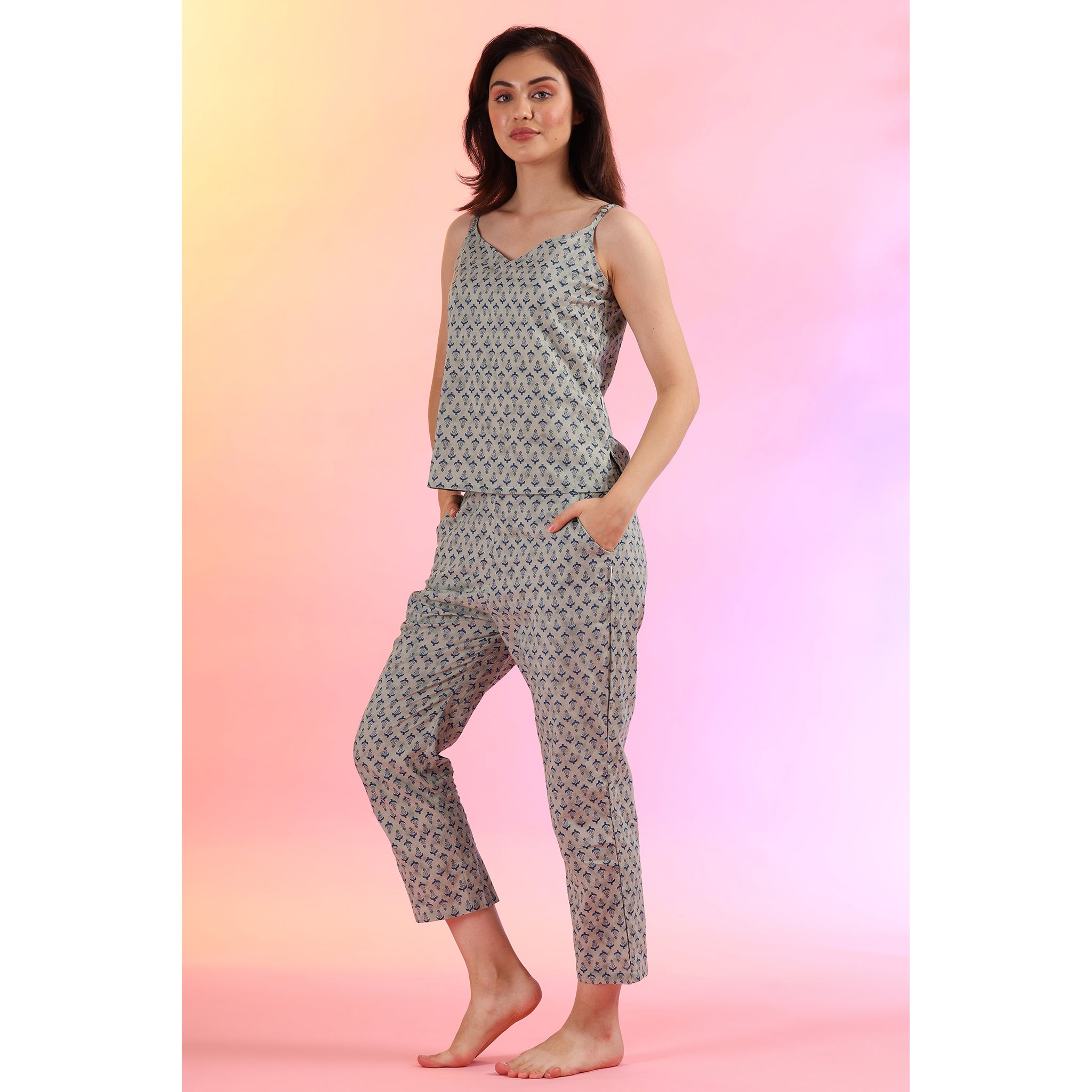 Motifs on Grey Loungewear Set