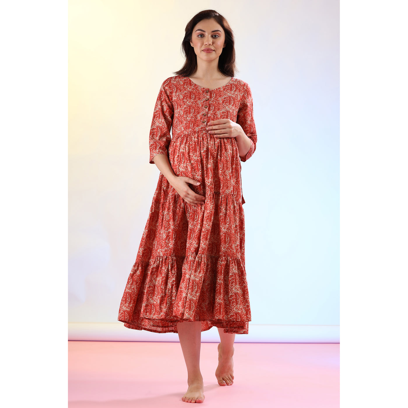 Narangi Feeding Maternity Midi Dress