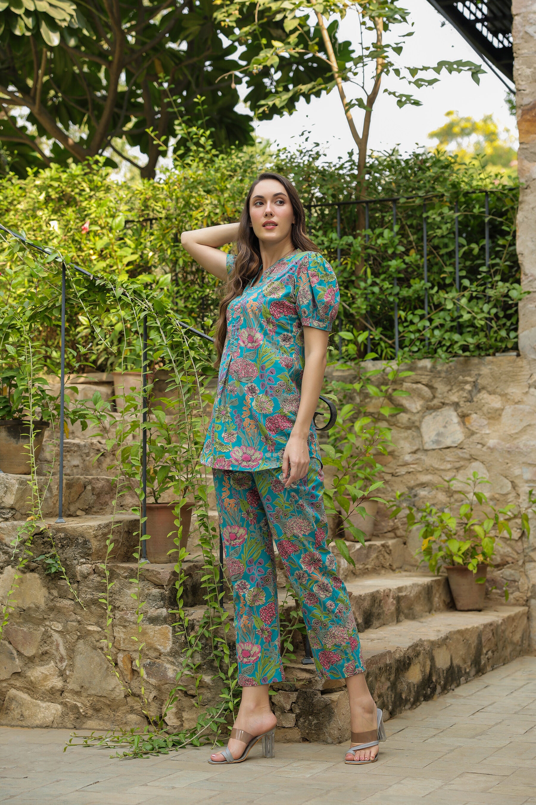 Caribbean escape cotton Loungewear Top Set