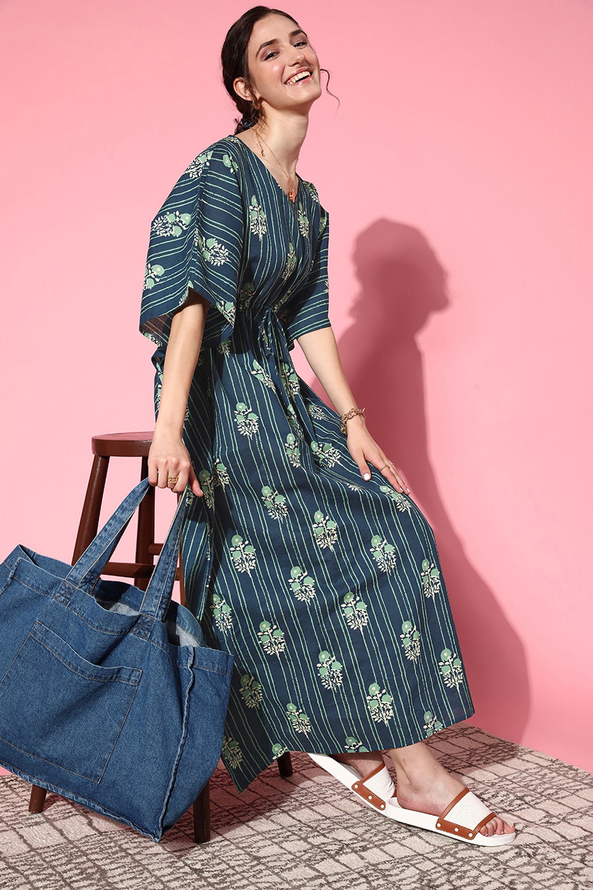 Flowing Bouquet on Indigo Loungewear