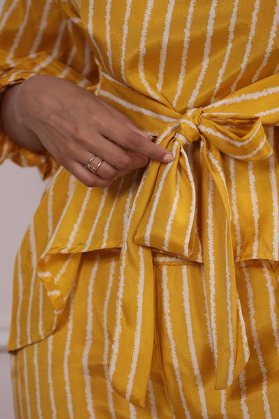 Stripes on Mustard Russian Silk Coordinate Set