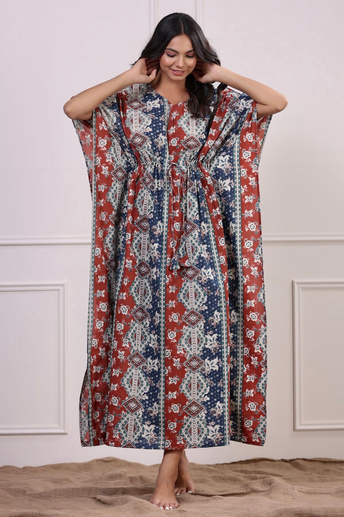 Turkish Delight Maroon and Blue Kaftan