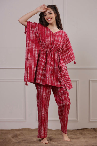 Raspberry Shibori Kaftan Pyjama Set