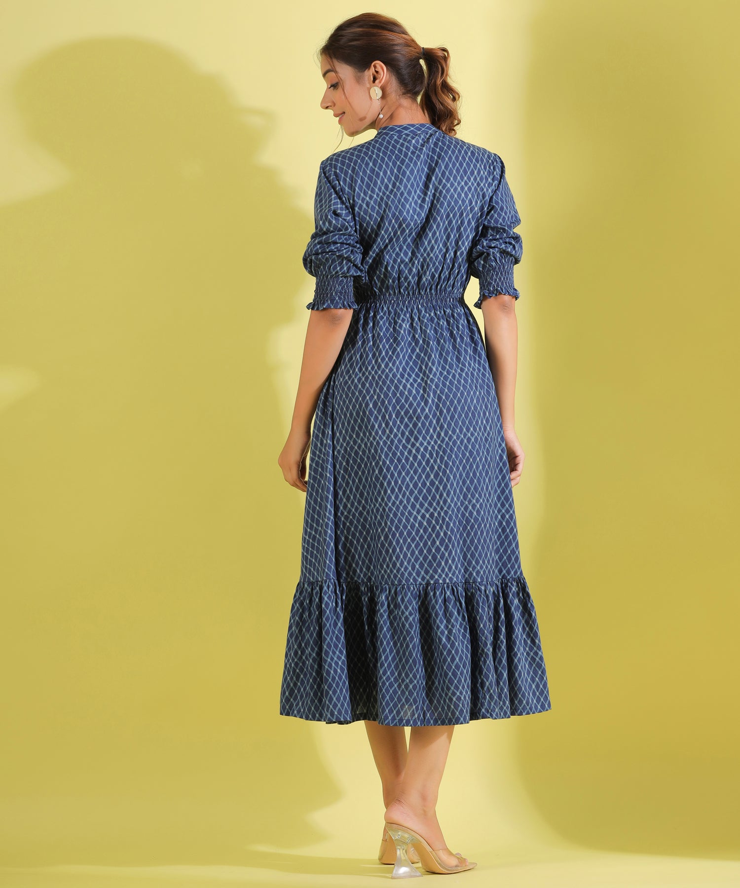 Crosses on Blue Cotton MIDI Dress